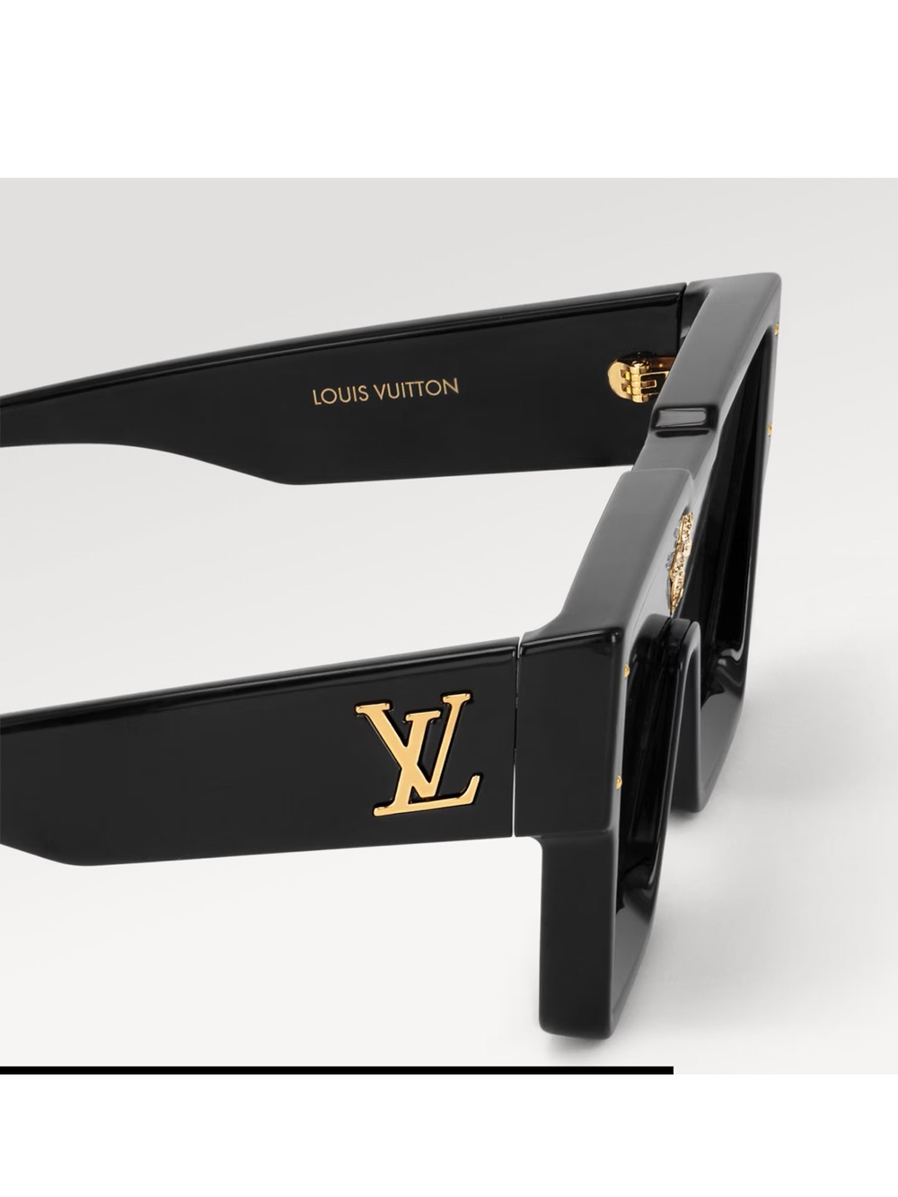 Louis Vuitton Cyclone Sunglasses Z1578E – Black/Gold Crystal Monogram Flower - Picture 3 of 6